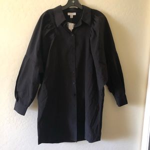 Topshop exaggerated puff sleeve black dress